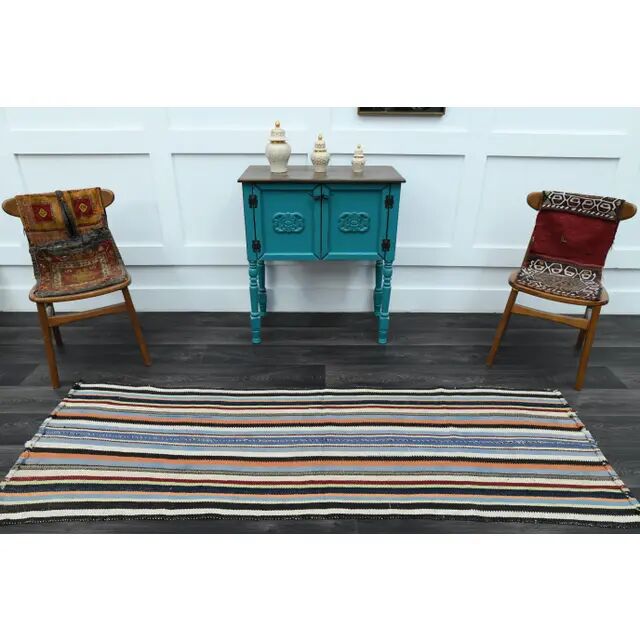 Vintage Turkish Oushak Handmade Wool Cotton Green Runner Rug 80x232