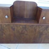 Art Deco headboard with two doors and 3 niches in walnut veneer