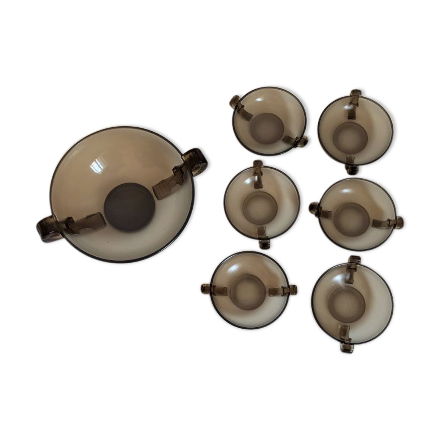 Dessert service dish + 6 cups 50s