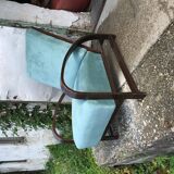 Pair of adjustable turquoise velvet and wood armchairs attributed to Jindřich Halabala, 1930s.