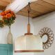Vintage leather and rattan pendant light
