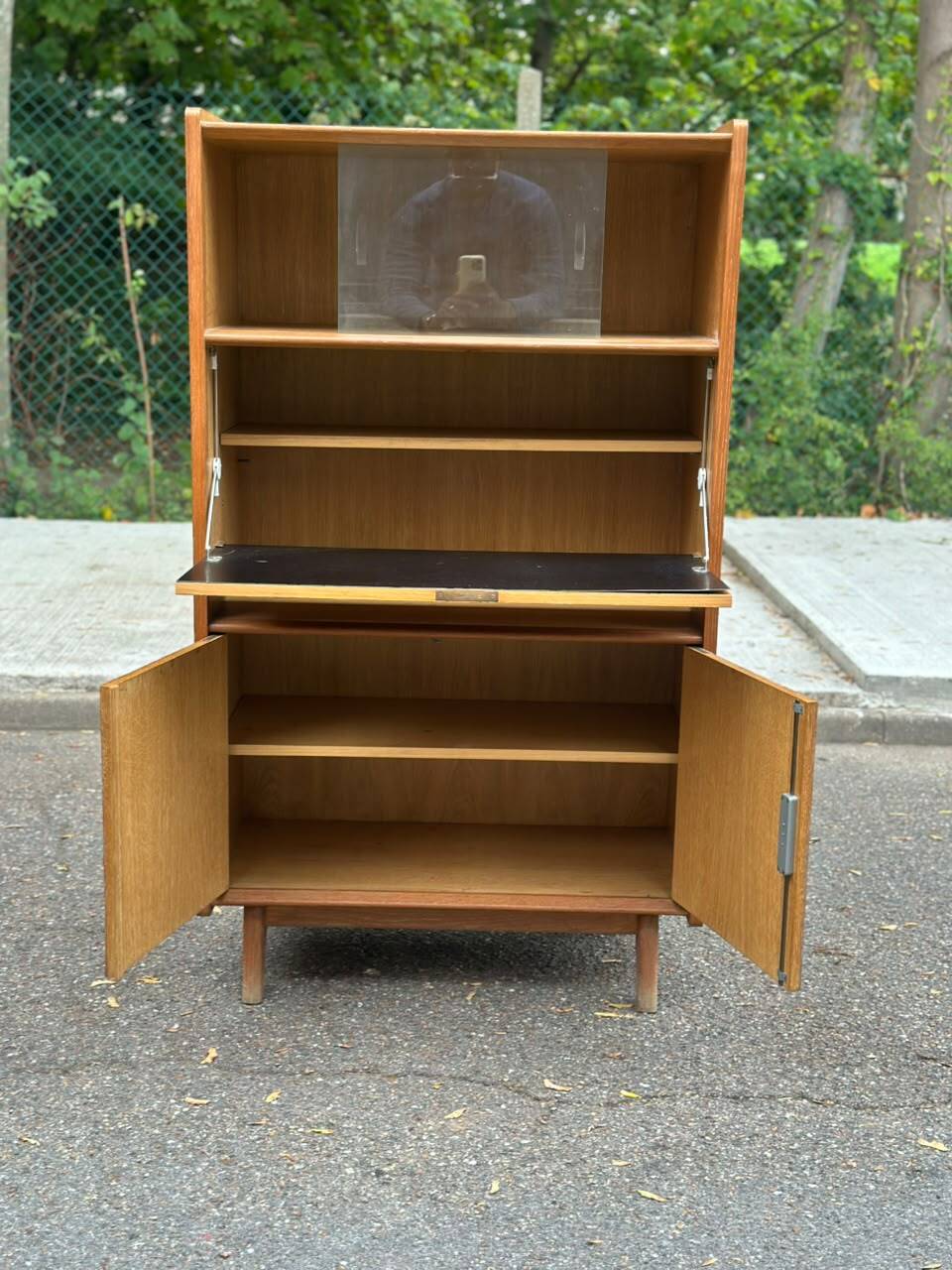 Secrétaire scandinave Mid Century Modern en chêne 1960