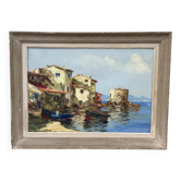 Tableau de Salomon le Topézien "La tour de St Tropez",  peinture marine école provençale