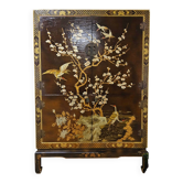 Vintage Chinese cabinet with birds & flowers, red & gold (bohemian)