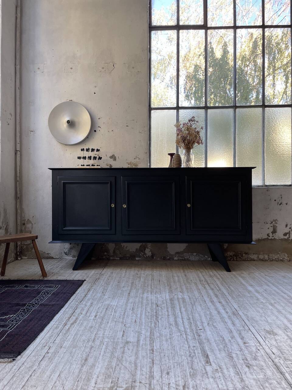60s brutalist black sideboard