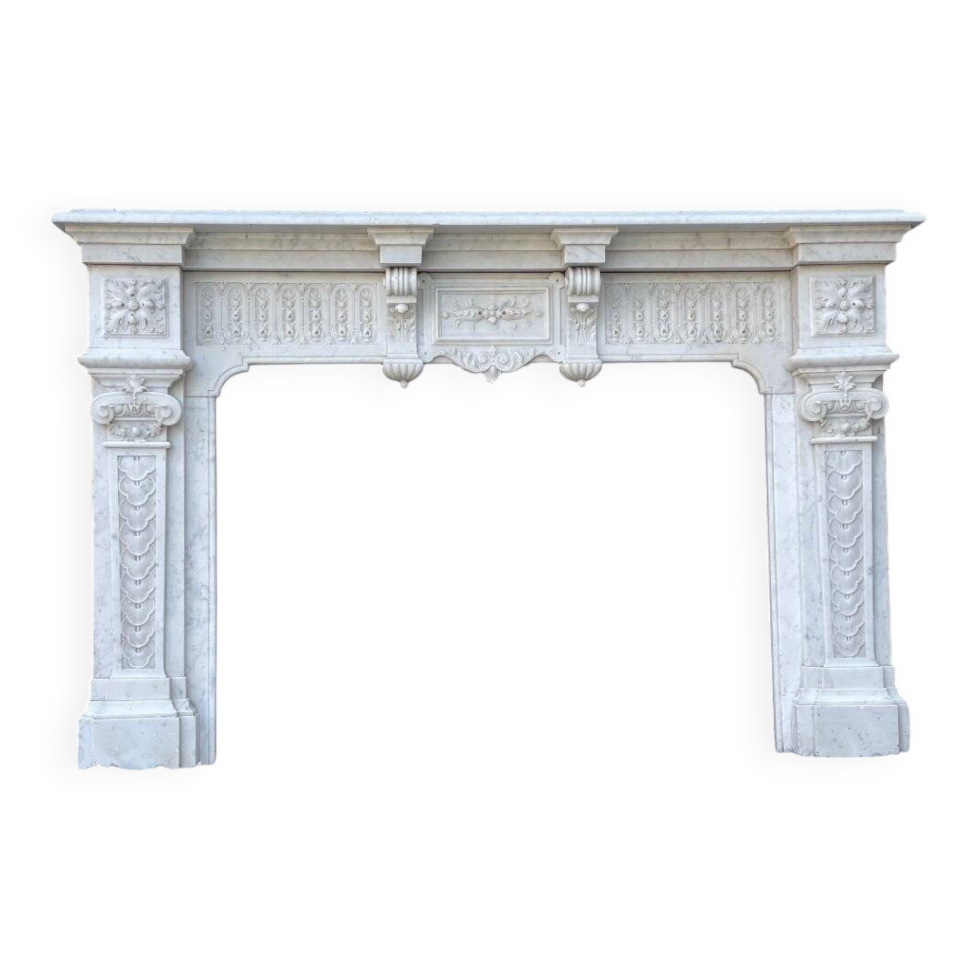 Napoleon III fireplace in Carrara marble