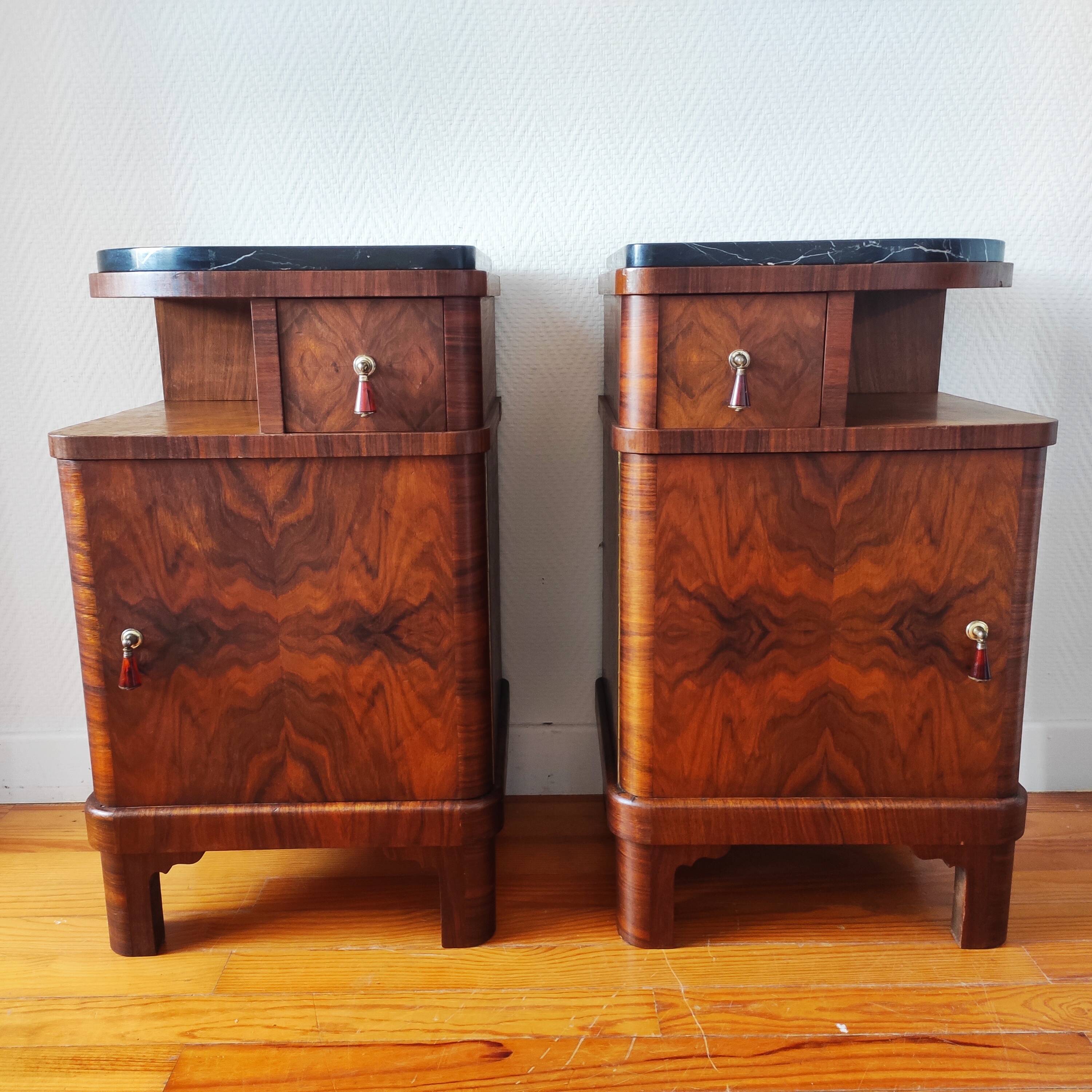 Pair of art deco bedside tables