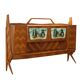 Vintage buffet in walnut veneer and glass, Italy, 1950s-1960s.