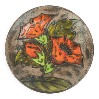 vintage ruscha 1960's 70's WALL PLATE fat lava bowl orange flowers