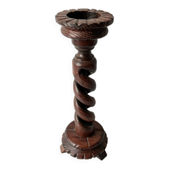 50s turned wooden pedestal ashtray, vintage rustic ashtray