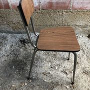 Old chair kitchen formica brown wood + feet compass metal chrome vintage