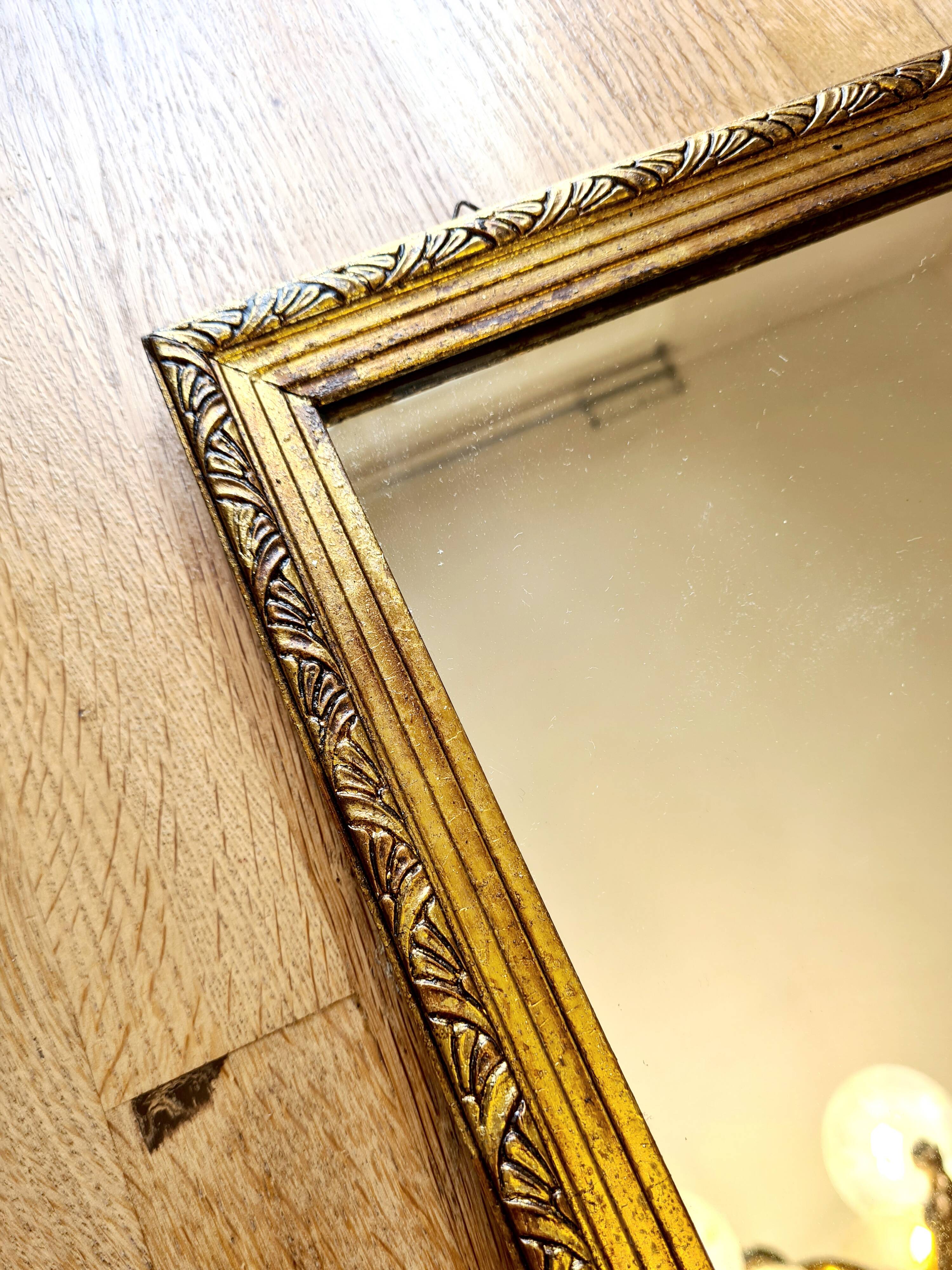 Art Deco mirror gilded with gold leaf – landscape format 47x37 cm