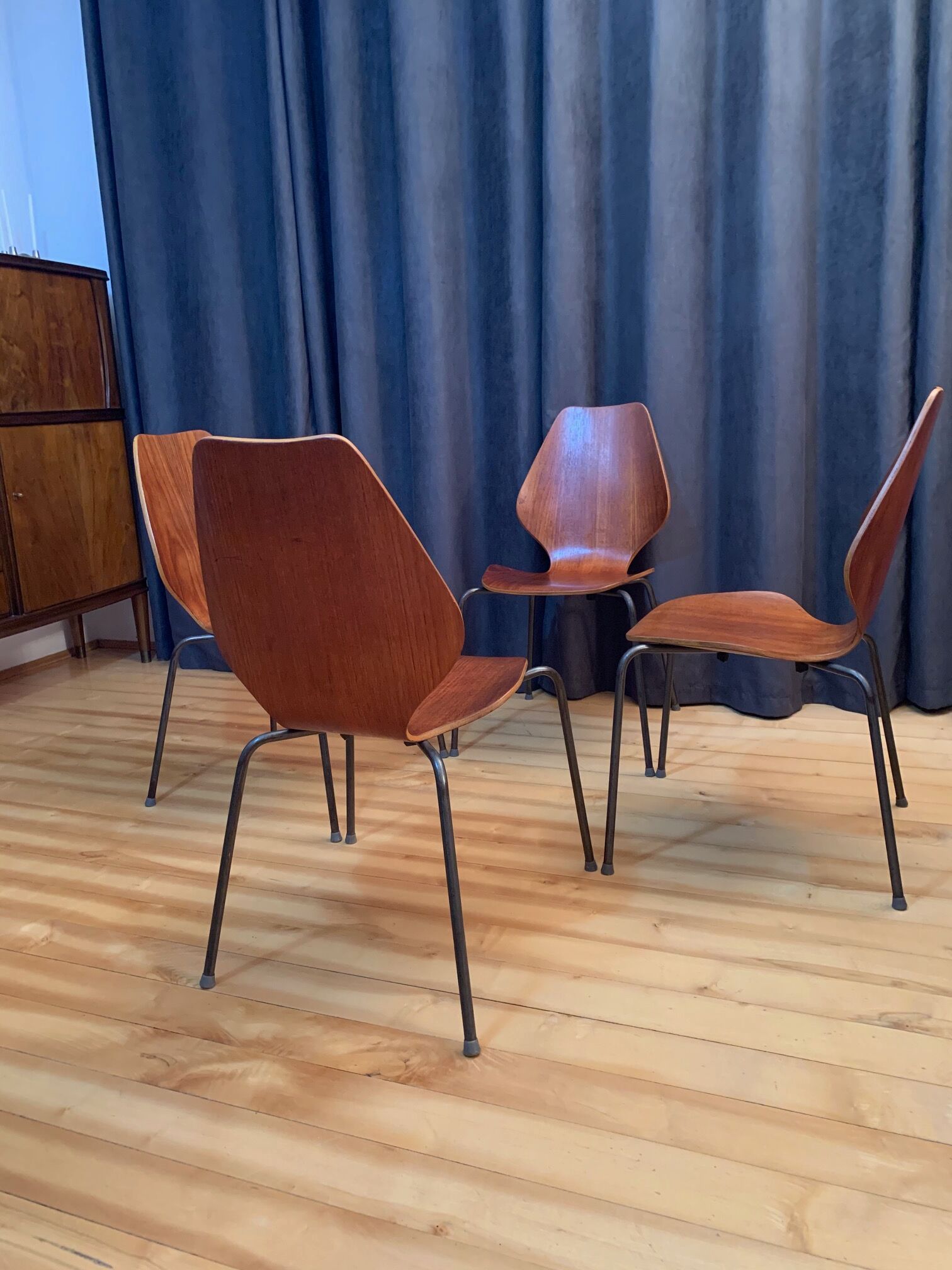 A set of four chairs by Herbert Hirche, Jofy Stalmobler, Denmark, 1950