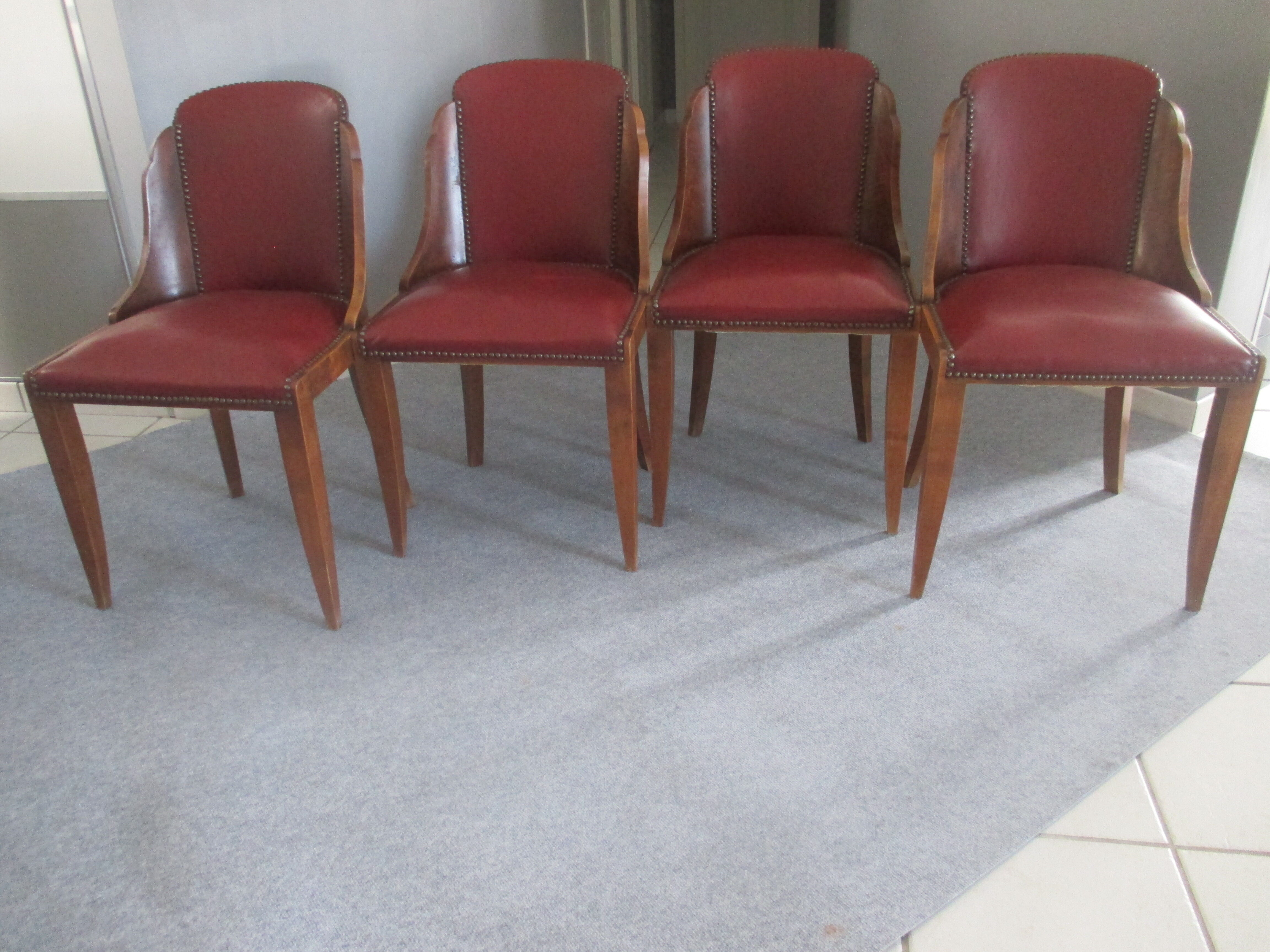Suite 4 chaises gondole art déco 1950