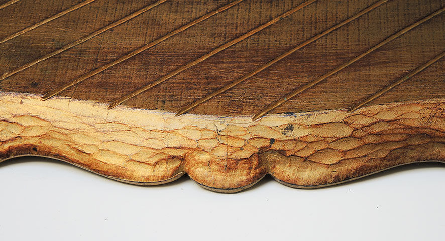 Old carved & patinated wooden top baroque style