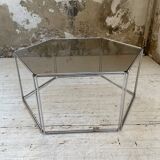 Hexagonal glass and chrome coffee table