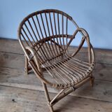 Children's armchair rattan shell, vintage 70s