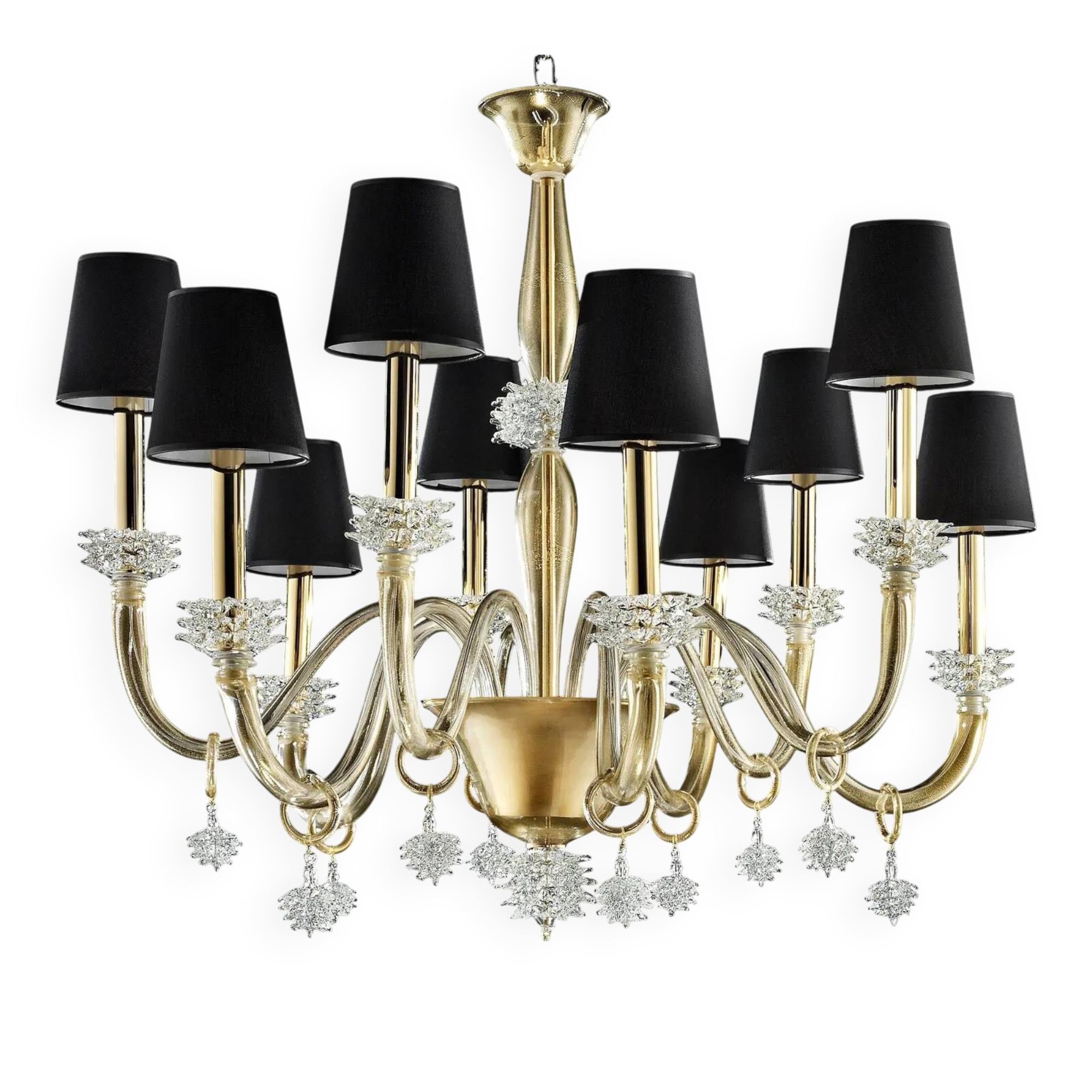 Chandelier en verre de Murano "Rostrato" vénitien moderne
