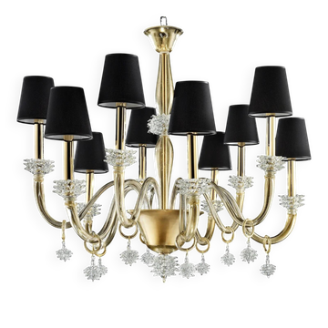 Chandelier en verre de Murano "Rostrato" vénitien moderne