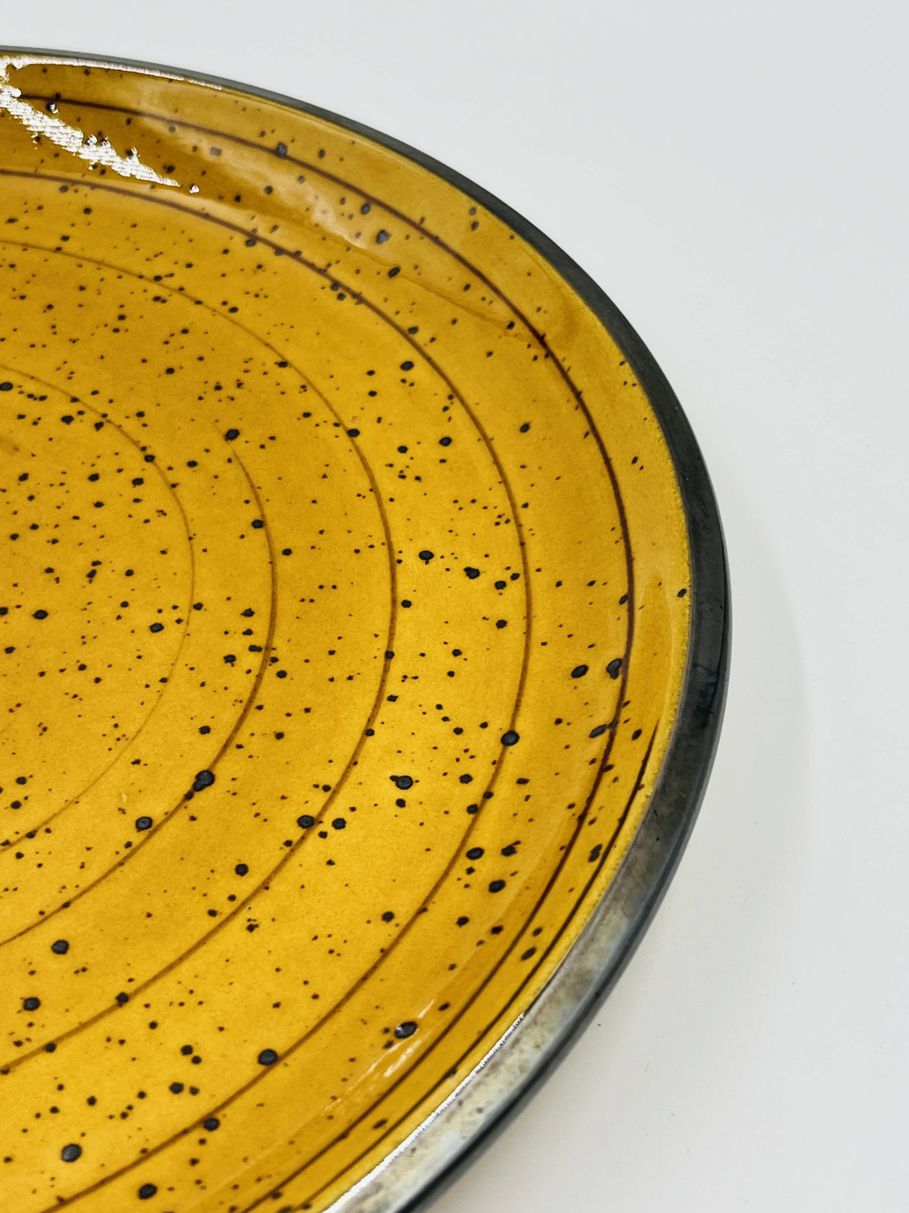 Vintage speckled yellow Palma plate Boch La Louvière