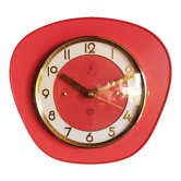 Horloge formica vintage pendule murale silencieuse trapèze "SMI rouge"