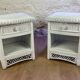 Pair of white wicker bedside tables from the 70s