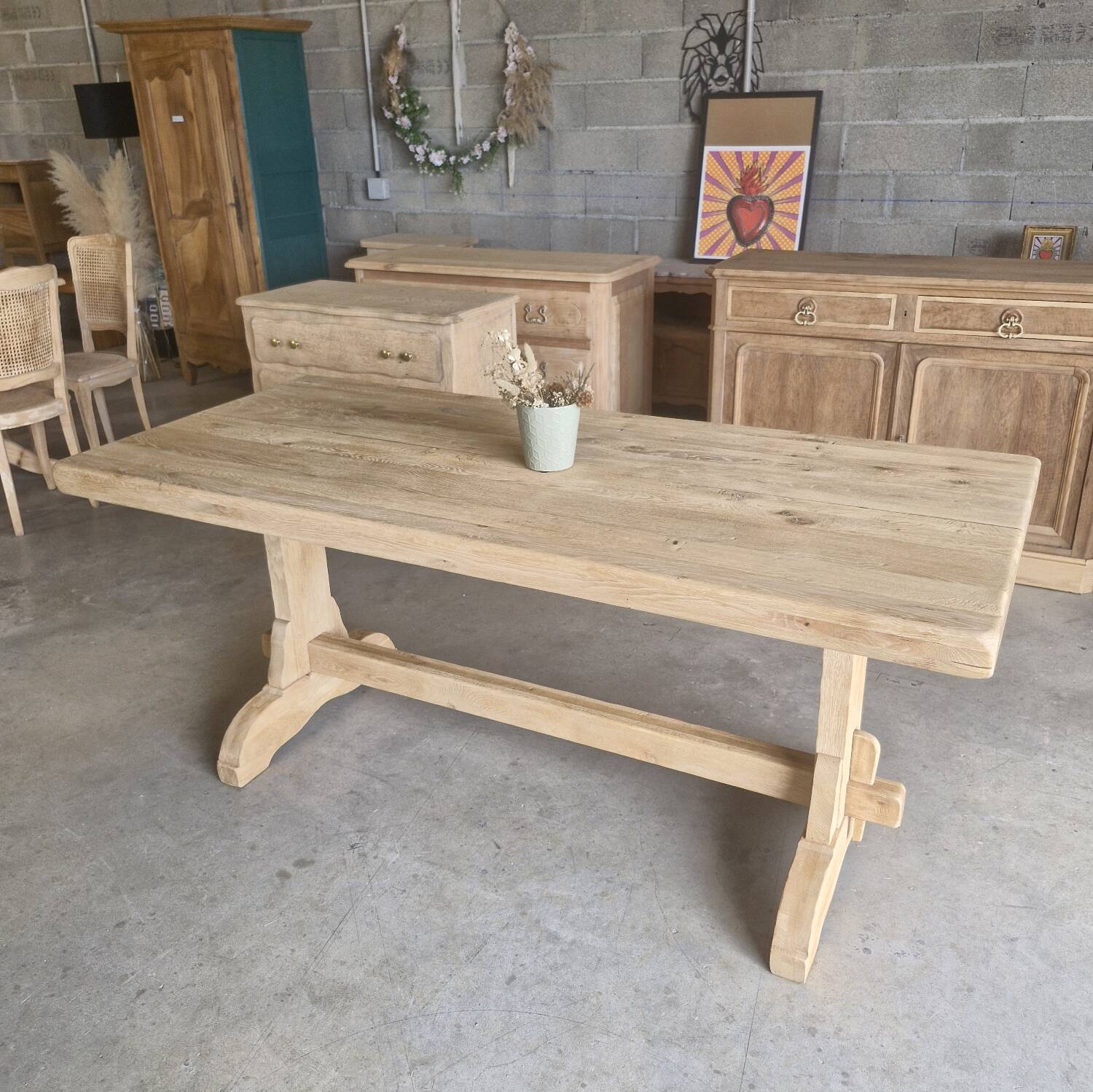 Reclaimed solid oak farmhouse table