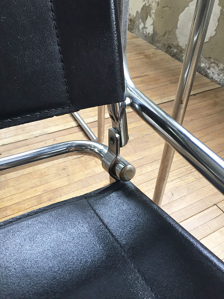 Bauhaus modernist leather chrome armchairs