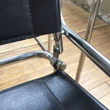 Bauhaus modernist leather chrome armchairs