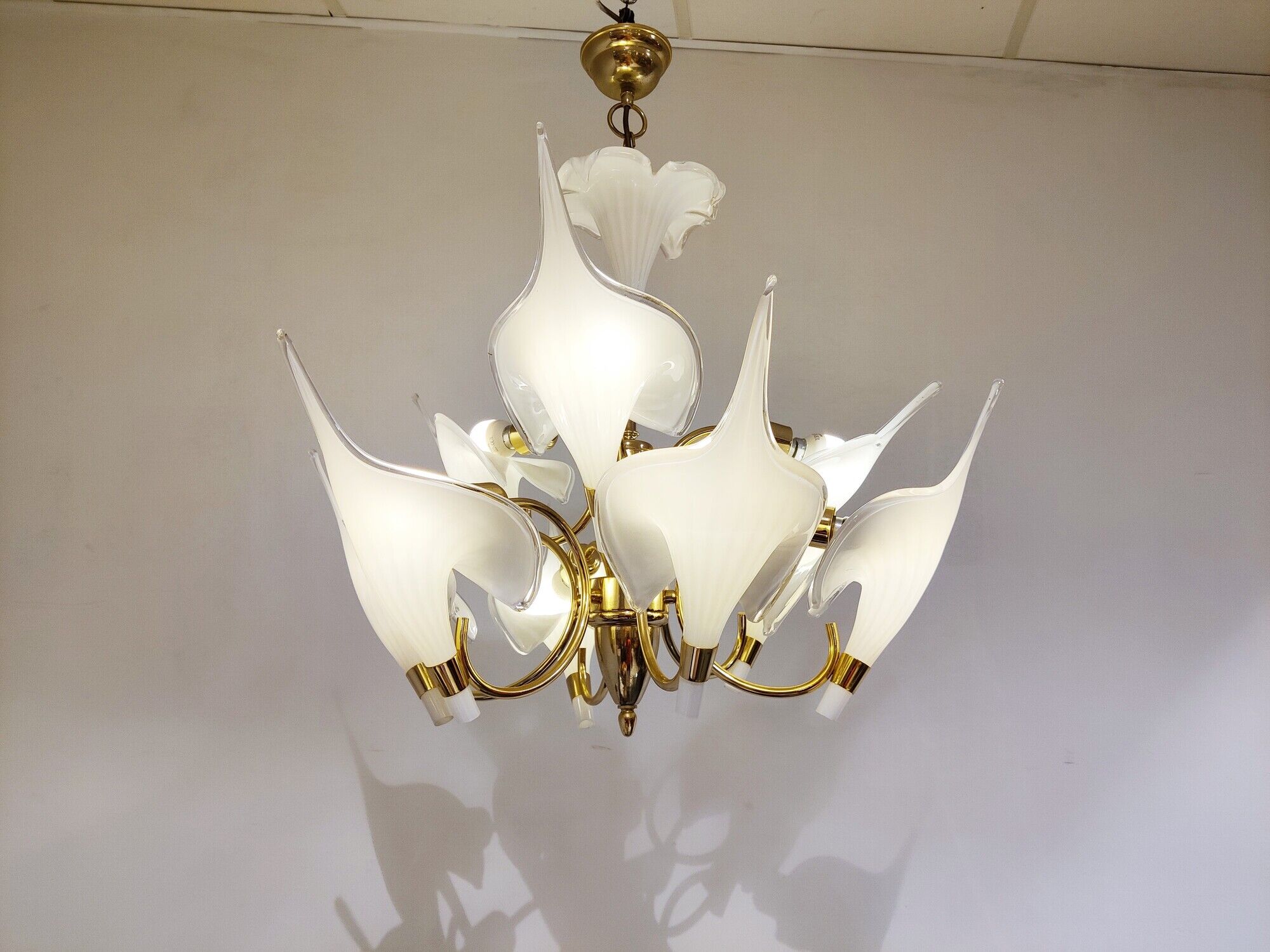 Murano Glass Canna Lily Chandelier, 1970s