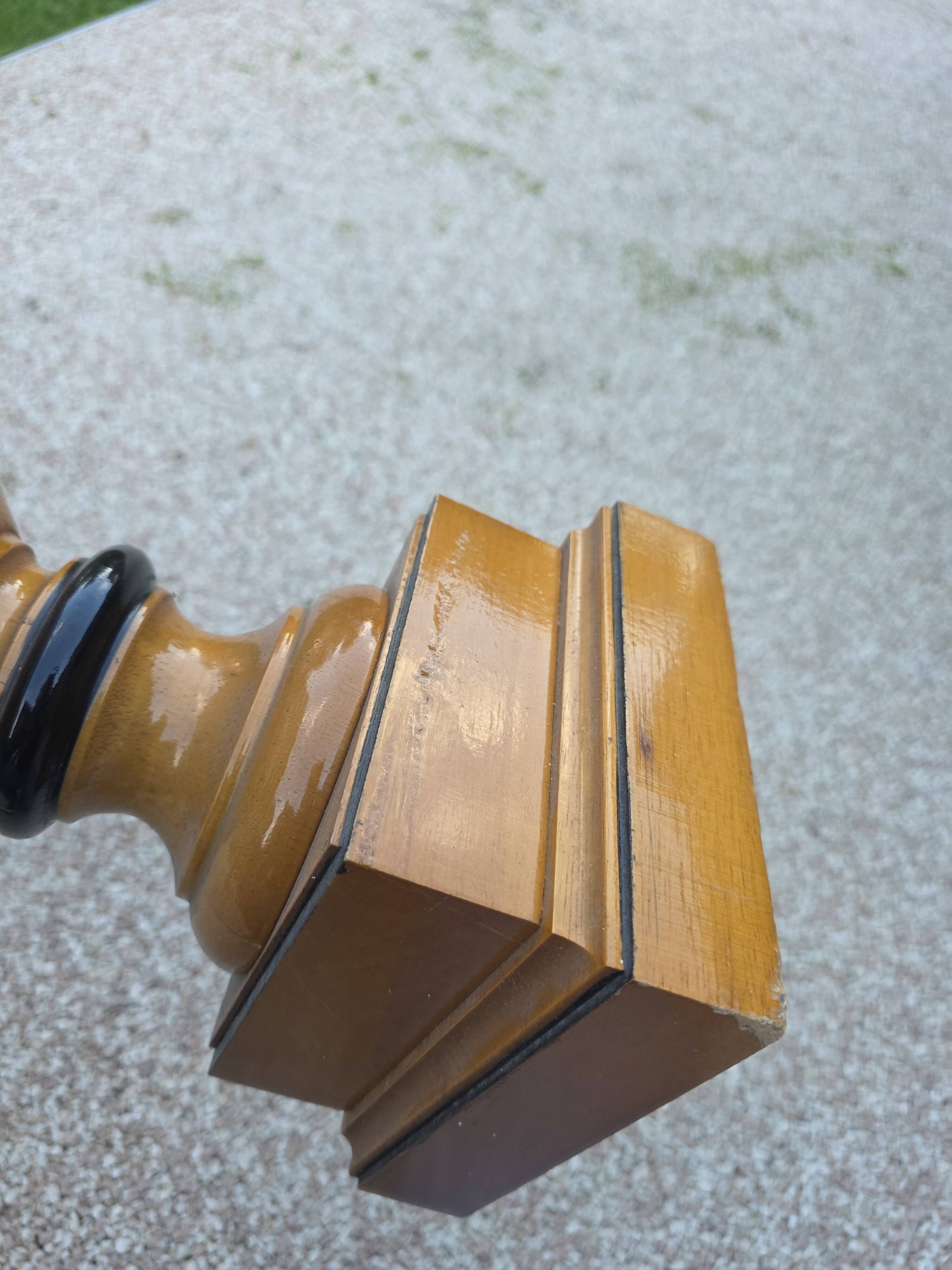 Pair of large Le Dauphin Verdennes lamps made of turned wood from the 1970s.