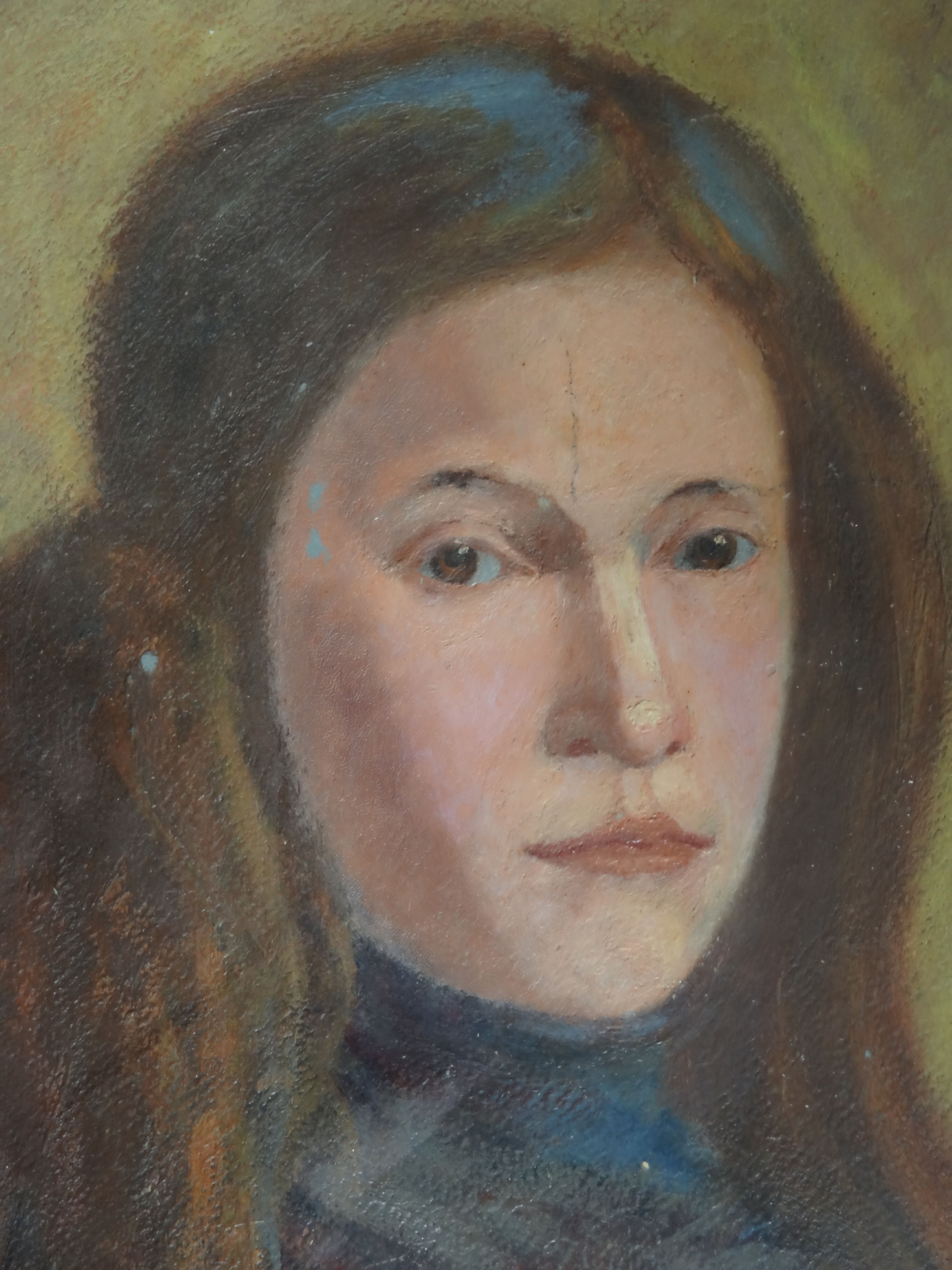 Portrait of a young girl, oil on cardboard 44 x 54 cm