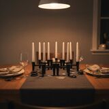 Set of 7 black candle holders designed by Koziol Hommage 2005 Germany