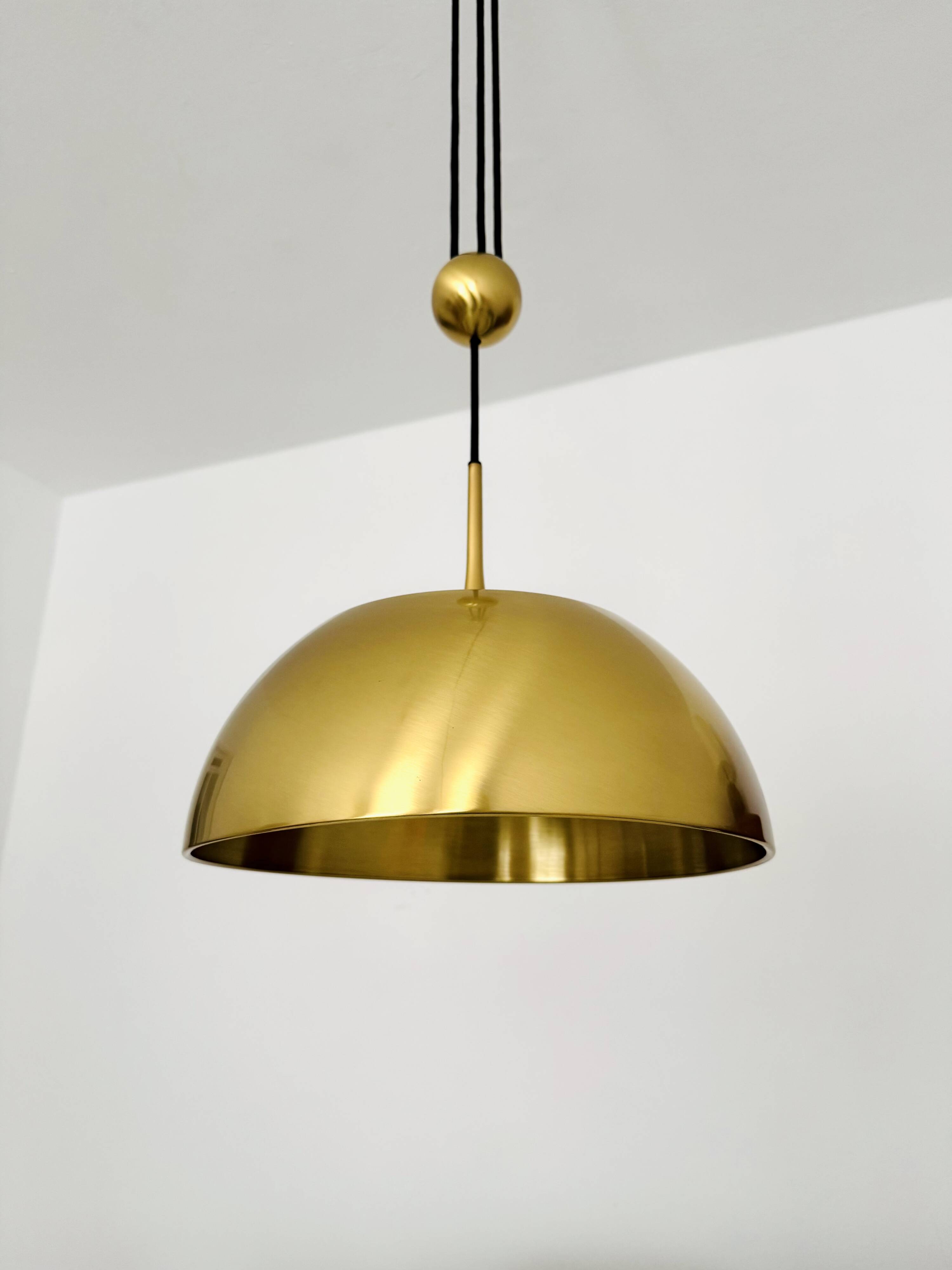 Breathtaking Brass Pendant Lamp with Counterweight by Florian Schulz
