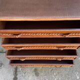 Wooden and rattan chest of drawers with woven handles