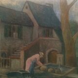 Tableau peinture ancienne 1954