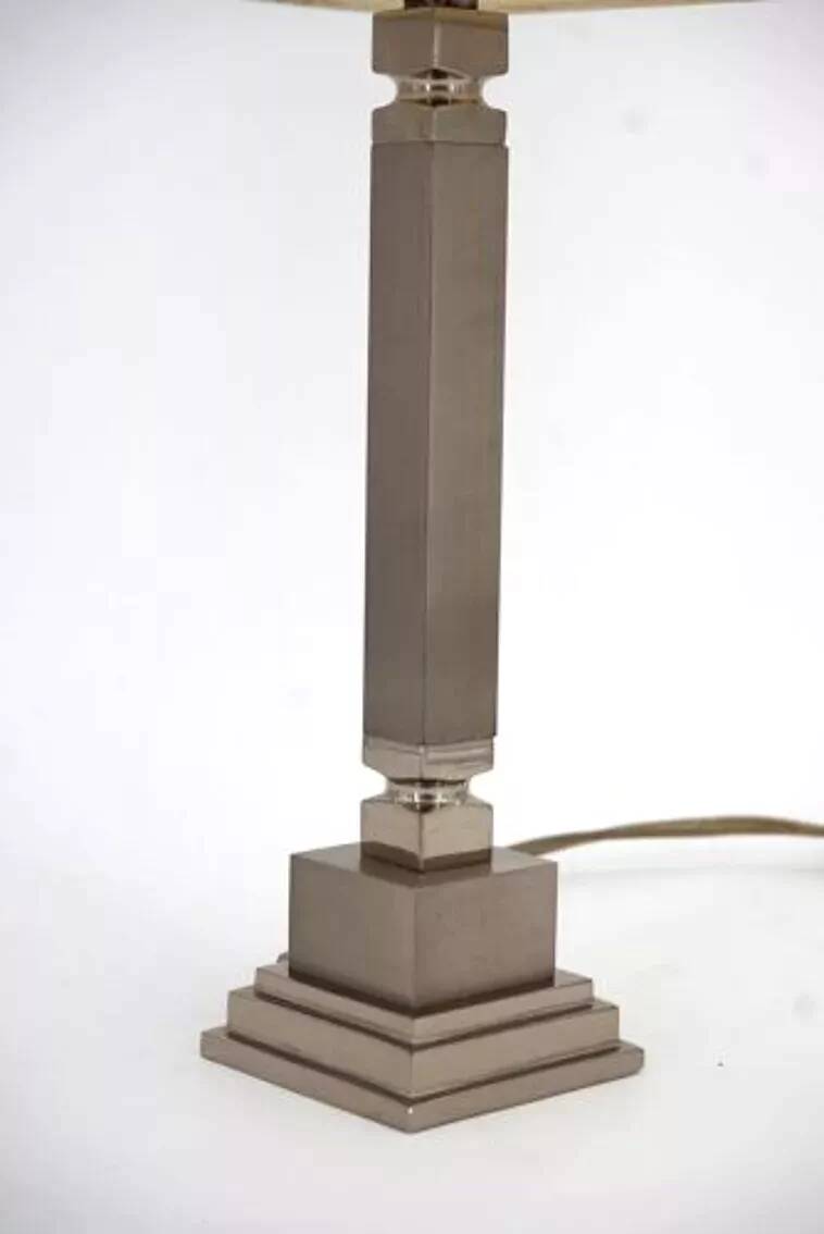 Pair of chrome and brushed metal lamps