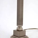 Pair of chrome and brushed metal lamps