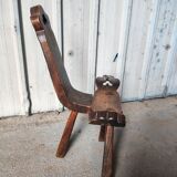 Brutalist tripod chair in solid wood