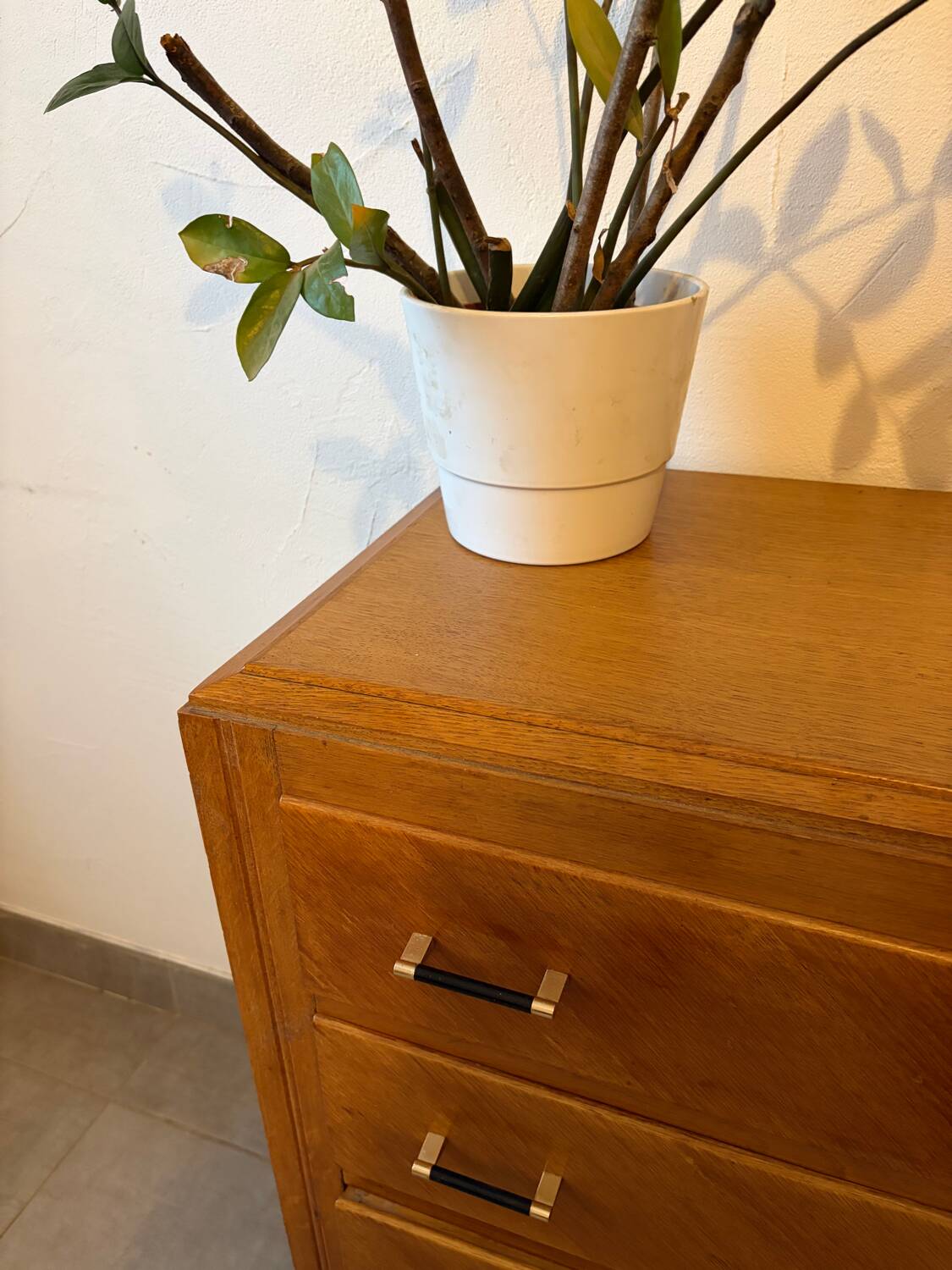 Très belle commode vintage en chêne miel