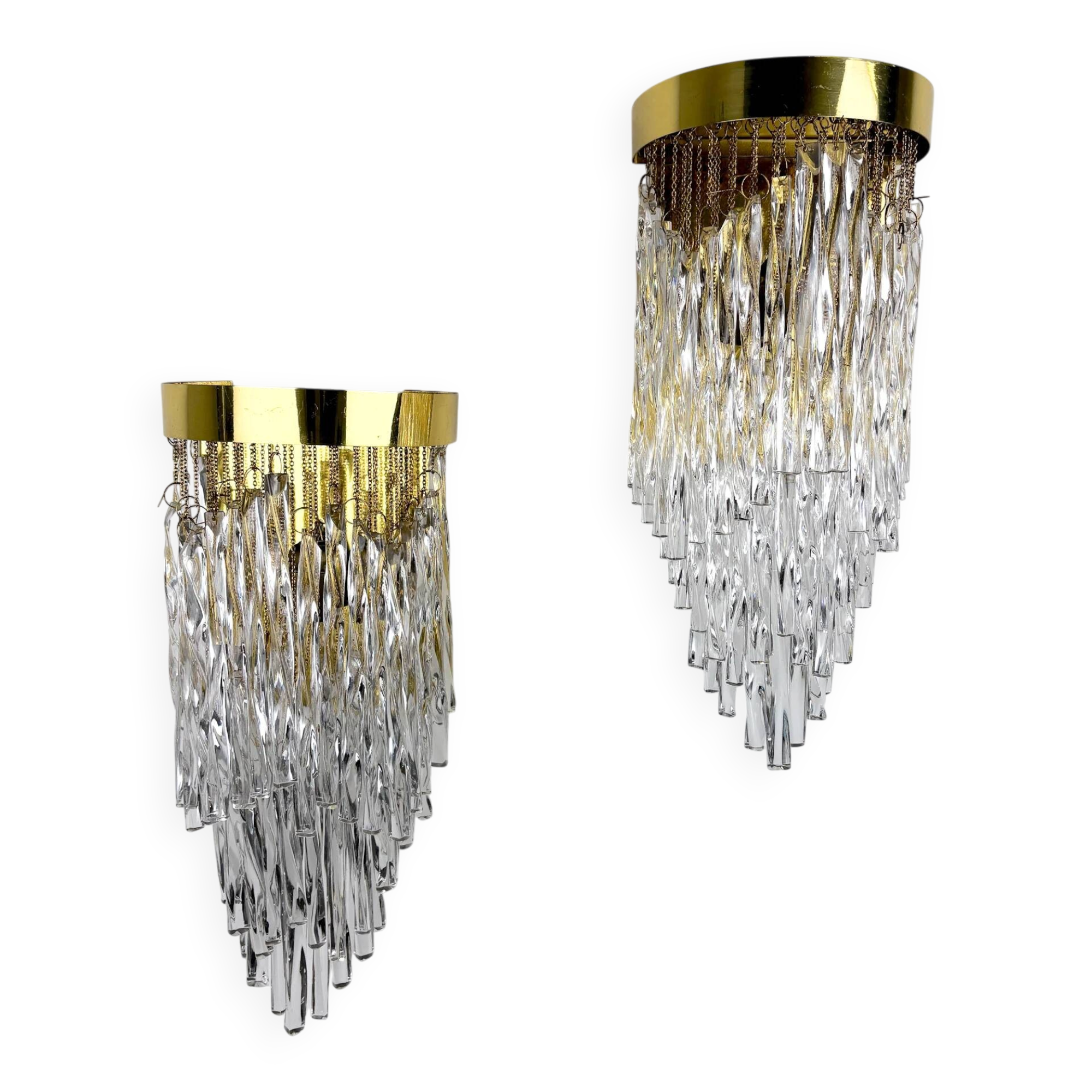 Paire de appliques murales cascade par Venini, verre de Murano, Italie, années 1970