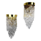 Paire de appliques murales cascade par Venini, verre de Murano, Italie, années 1970