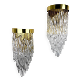 Pair of cascade wall lights by Venini, Murano glass, Italy, 1970s