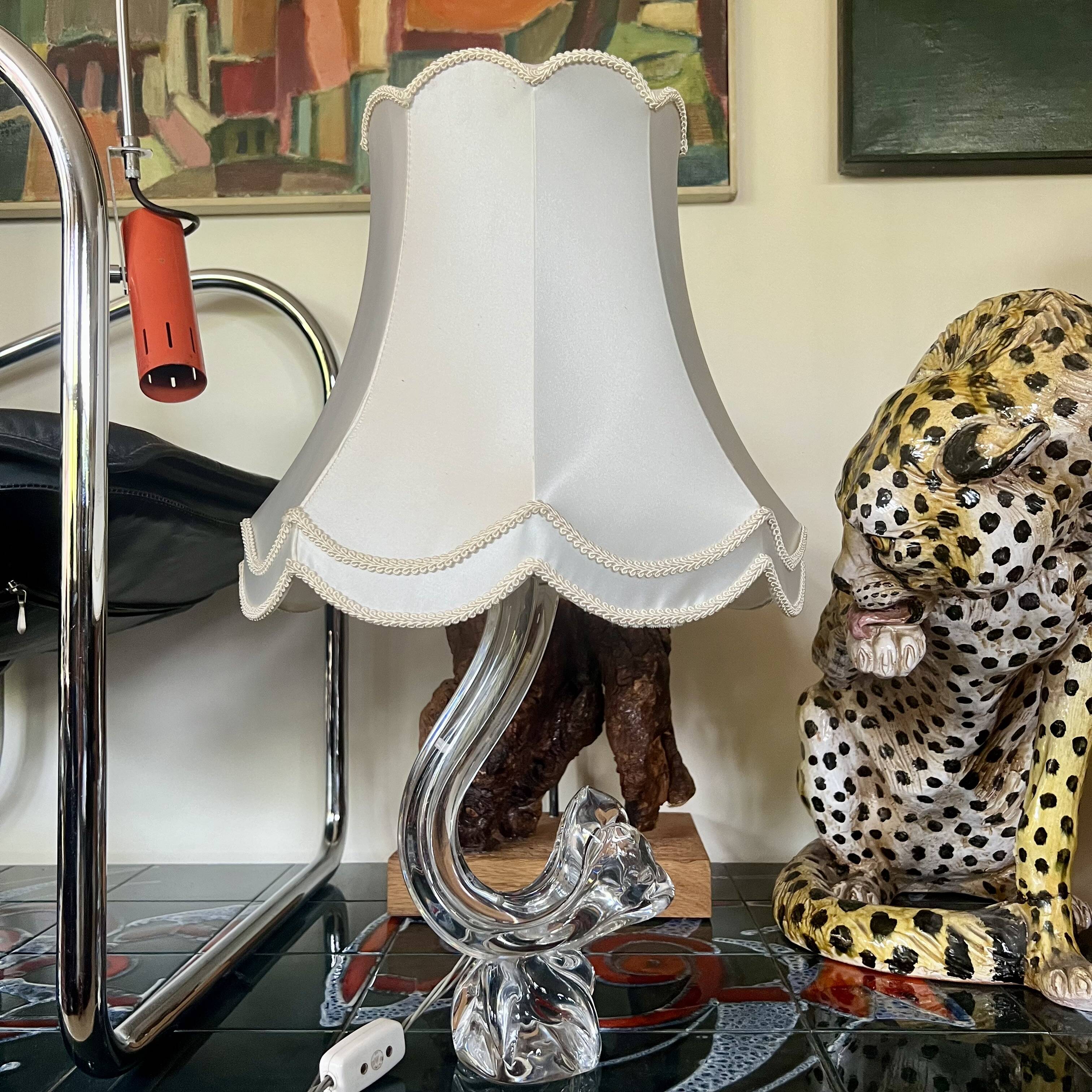 1960s Crystal Art Table Lamp for Daum France