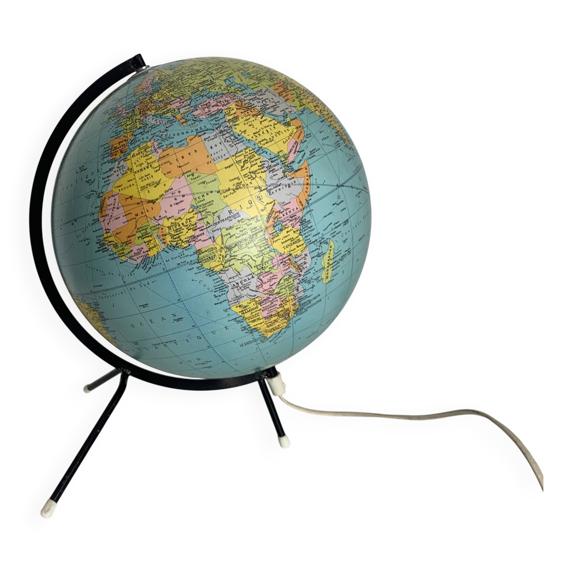Taride Paris France vintage 1986 black tripod globe - 40 cm