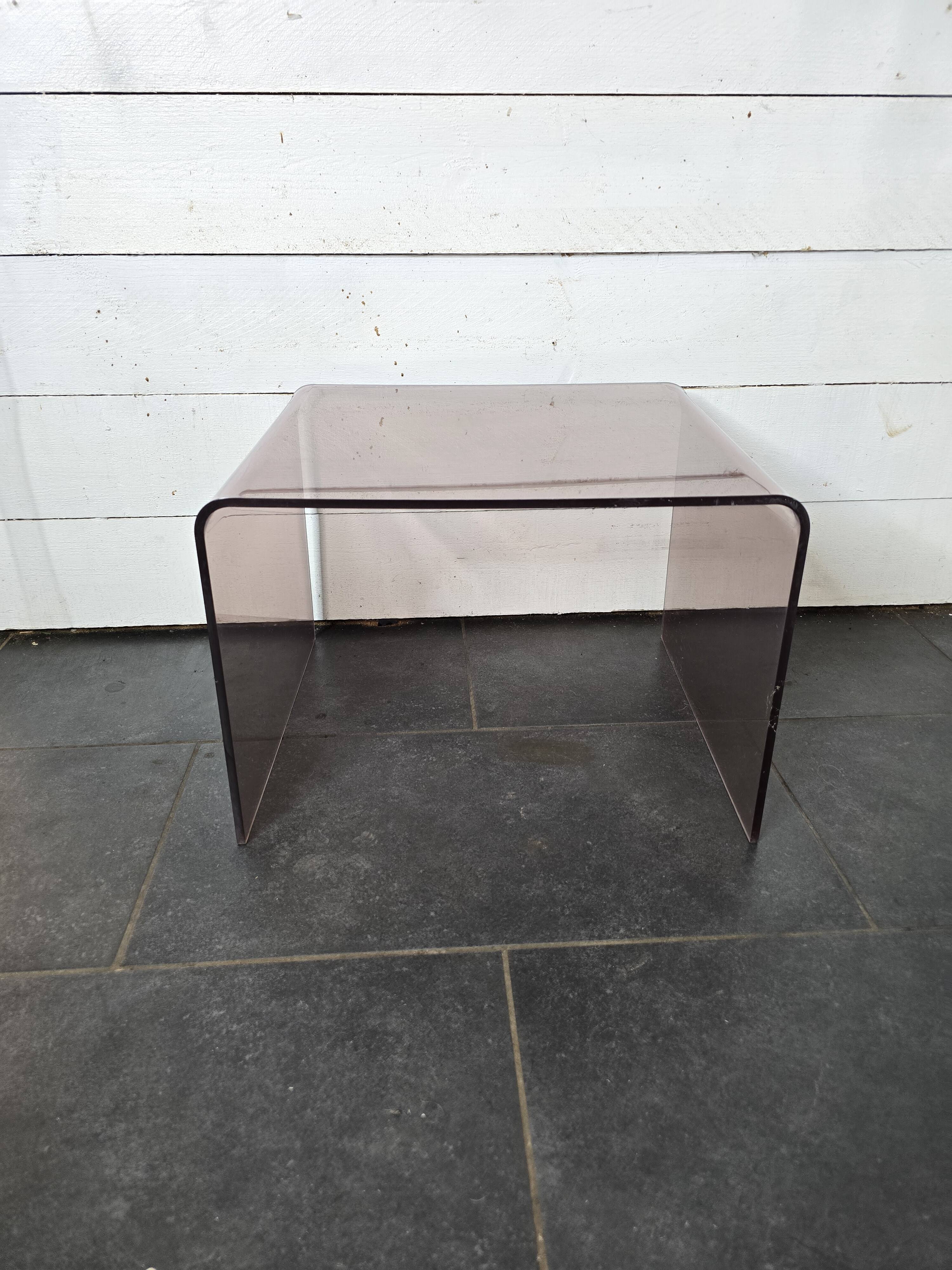 Smoked plexiglass side table from the 70s