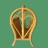 Vintage wicker and bamboo magazine rack