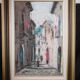 Street landscape - oil on canvas, framed and signed (to be deciphered)