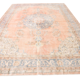 8x12 Classic Pattern Peach & Blue Vintage Rug, 258x357Cm
