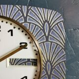 Vintage clock rectangular silent wall clock "Golden Blue Spotlight"